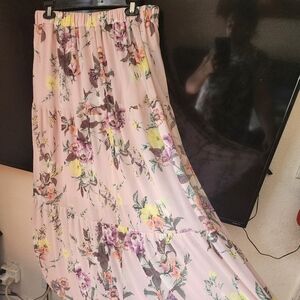 Peach color netted maxi skirt